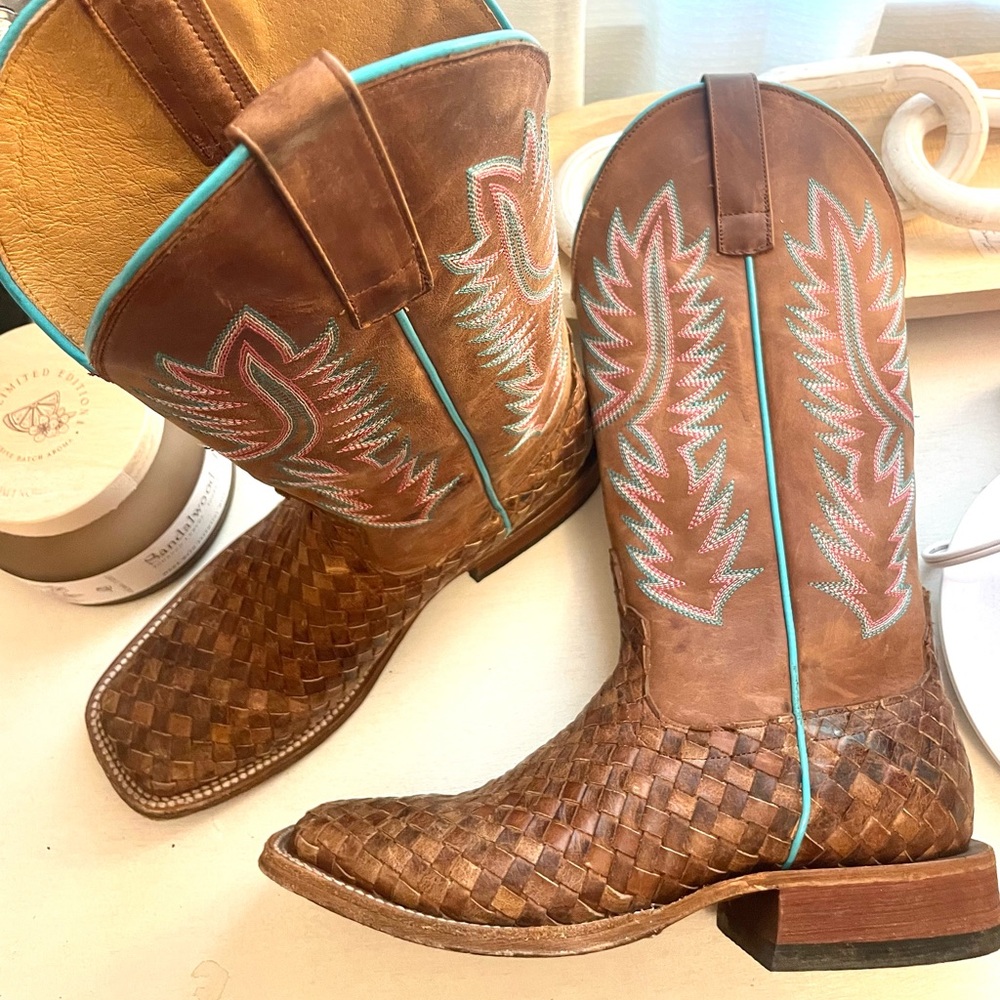 Women's Macie Bean Toast and Honey Woven square toe cowboy boots